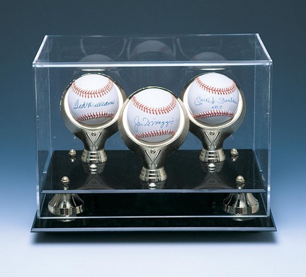 Ultimate 3 Ball with Gold Rings and Riser Display Case