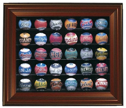 30 Ball Cabinet Style Display Case with Mahogany Frame