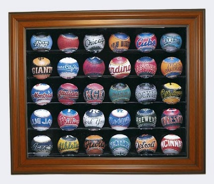 30 Ball Cabinet Style Display Case with Wood Frame