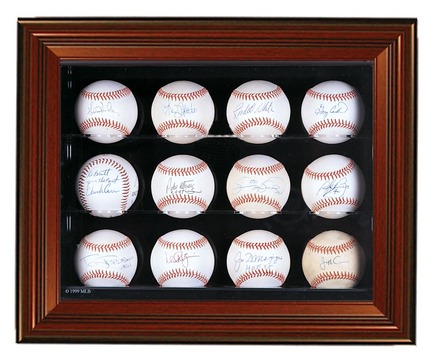 12 Ball Cabinet Style Display Case with Mahogany Frame