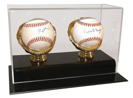 Collectors Double Gold Glove Baseball Holder Display Case