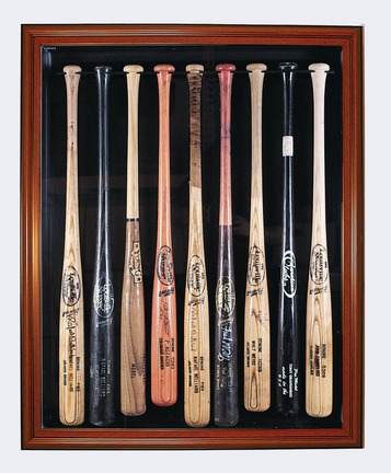 Removable Face Style 9 Bat Display, Mahogany