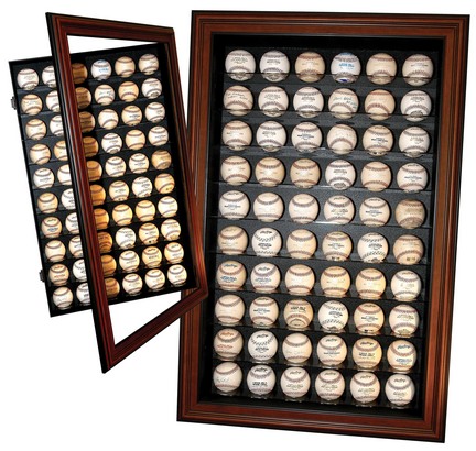 60 Baseball Display Case (Wood Finish)