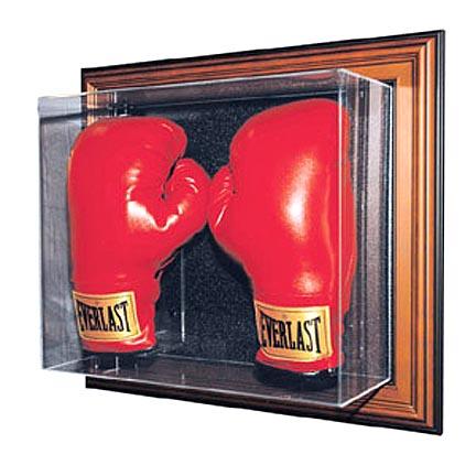 The "Case-Up" Collection Double Boxing Glove Display Case (Mahogany Finish)