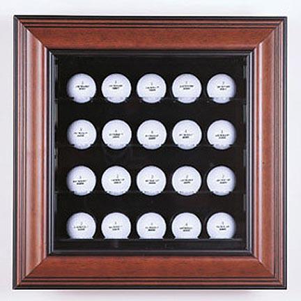 Deluxe 20 Golf Ball, "4 Shelf Cabinet Style" Display Case (Mahogany Finish) 