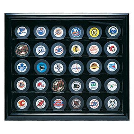 Cabinet Style 30 Puck Ice Hockey Display Case (Wood)