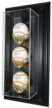 Three Ball "Case-Up" Wall Mountable Black Display Case