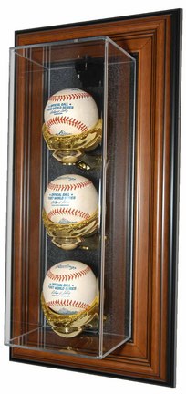 Three Ball "Case-Up" Wall Mountable Wood Display Case