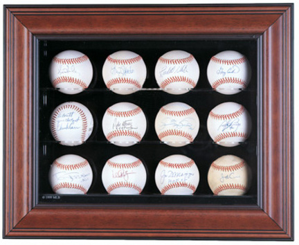 12 Ball Cabinet Style Display Case with Wood Frame