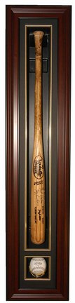 Deluxe Collectors Ball and Bat Cabinet Style Display Case (Mahogany)