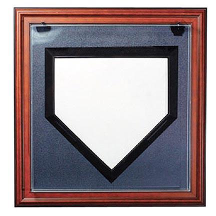 Wall Mountable Full Size Baseball Home Plate Display Case (Mahogany)