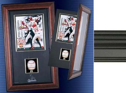 Black Finish Single Baseball and 8" x 10" Vertical Photograph Cabinet Shadow Box