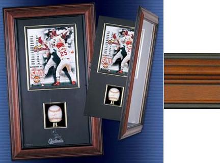 Wood Style Finish Single Baseball and 8" x 10" Vertical Photograph Cabinet Shadow Box