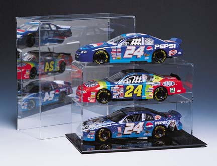 Three Car Mirrored Back Display Case for 1/24 Scale Car