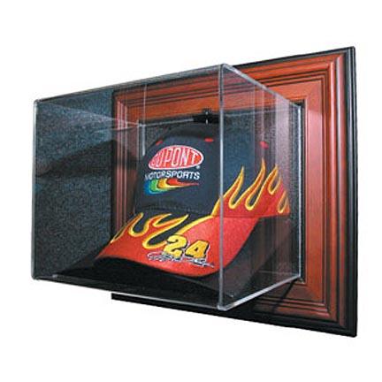 Case-Up Racing Cap Display Case with Mahogany Frame