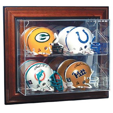 Case-Up 4 Mini Football Helmet Display Case (Mahogany)