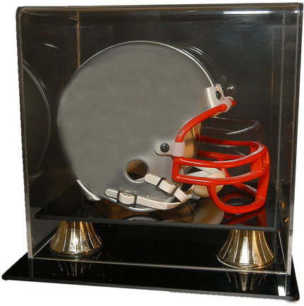 Deluxe Mini Football Helmet Display Case with Gold Risers