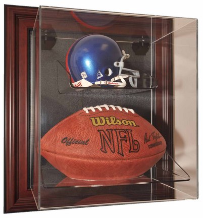 Case-Up Mini Helmet and Football Display Case (Mahogany)