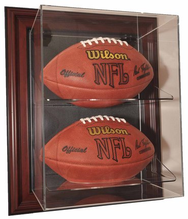Case-Up  Wall Mountable Double Football Display Case (Mahogany)