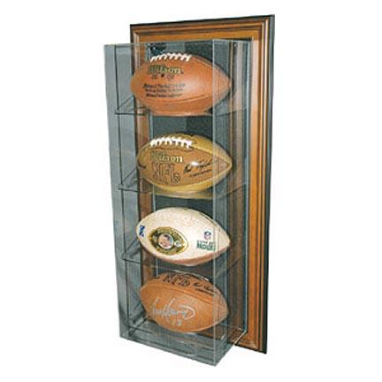 Case-Up 4 Football Display Case with Mahogany Frame