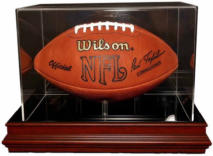 Boardroom Collection Football Display Case with Mahogany Base