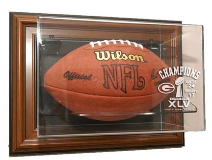 Green Bay Packers Super Bowl XLV Champions Wall Mountable Football Display Case (Brown)