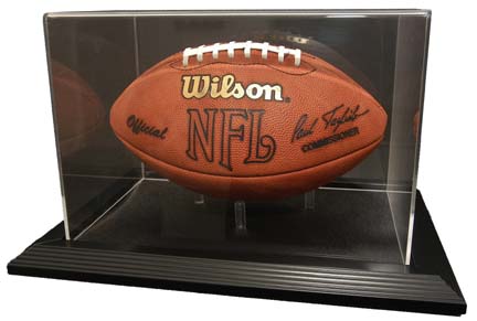 Zenith Football Display Case with Black Wood Base