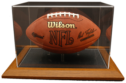 Ultimate Collectors Football Display Case with Genuine Wood Base