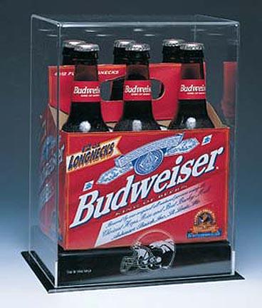 Collectors Six Pack Long Neck Bottle NFL Display Case with Engraved NFL Team Logo