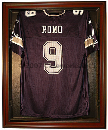 Football Jersey "Cabinet Style" Display Case with Mahogany Frame