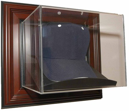 Case-Up Football Cap Display Case with Mahogany Frame