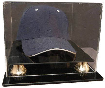 Football Cap Display Case with Gold Risers