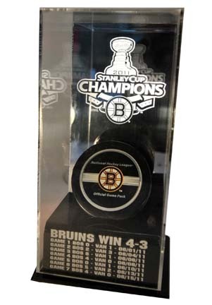Boston Bruins 2011 Stanley Cup Champions Puck Display Case with Scores