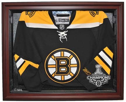 Boston Bruins 2011 Stanley Cup Champions Removable Face Jersey Display Case with UV Protection (Mahogany)