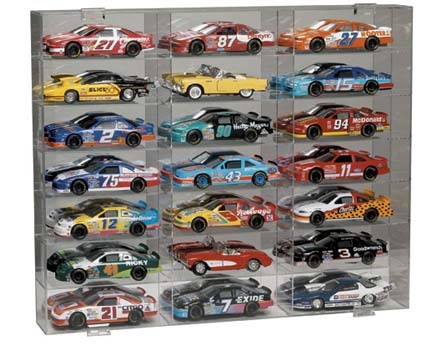 21 Car Mirrored Backs Display Case for 1/24 Scale Cars from Clearwater Displays