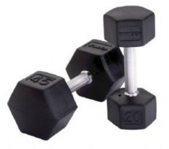 Buy 12 lb. TKO Rubber Encased Hex Dumbbell (Black) now!