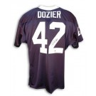 D.J. Dozier Autographed Custom Football Jersey (Navy Blue with White Collar) by