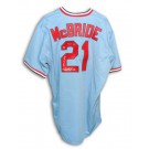 Bake McBride Autographed St. Louis Cardinals Throwback Blue Majestic Baseball Jersey... by