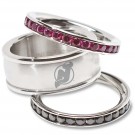 New Jersey Devils Logo Crystal Stacked Ring Set (Size 7) by