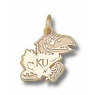 Kansas Jayhawks Polished "Jayhawk" 1/2" Charm - 14KT Gold Jewelry by