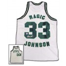 Magic Johnson Autographed Custom White Throwback Basketball Jersey by