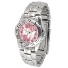 Massachusetts Minutemen Ladies Sport Watch with Steel Band and Mother of Pearl Dial by
