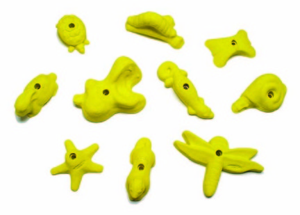 Groperz Critterz Hand Holds for Climbing Wall - Set of 10 Yellow from Everlast Climbing