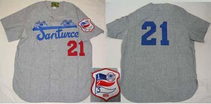 1954 Santurce Cangrejeros Road Throwback Baseball Jersey with #21 (Roberto Clemente) from Ebbets Field Flannels
