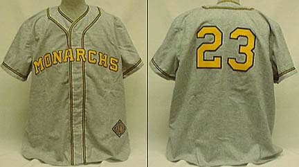 1945 Kansas City Monarchs Road Throwback Baseball Jersey with #23 (Jackie Robinson) from Ebbets Field Flannels