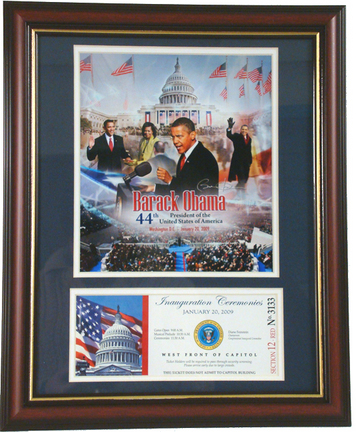 Barack Obama Photograph with Commemorative Lanyard in an 11" x 14" Deluxe Frame 