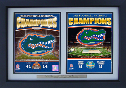 Florida Gators 2006 and 2008 Champions Deluxe Framed Dual 8" x 10" Photographs