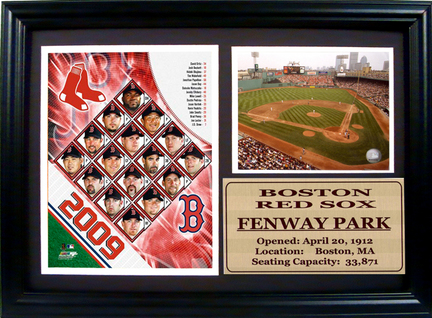 2009 Boston Red Sox Team Photograph with Statistics Nested on a 12" x 15" Plaque 