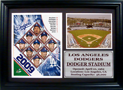 2009 Los Angeles Dodgers Team Photograph with Statistics Nested on a 12" x 15" Plaque 