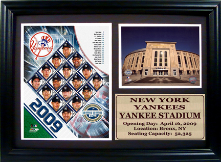 2009 New York Yankees Team Photograph with Statistics Nested on a 12" x 15" Plaque 